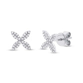 0.16ct 14k White Gold Diamond Flower Stud Earring